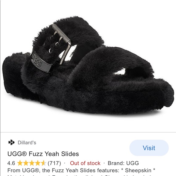 New UGG Brand Black Fuzz Yeah Slides Sz 8 - Picture 14 of 16
